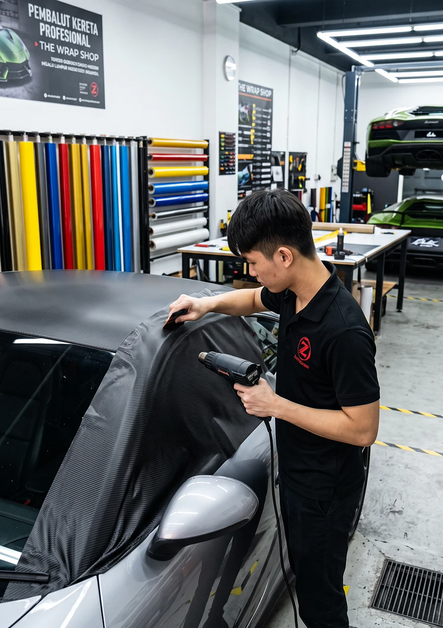 Carbon-fibre wrap on the roof at Z-Sticker Klang