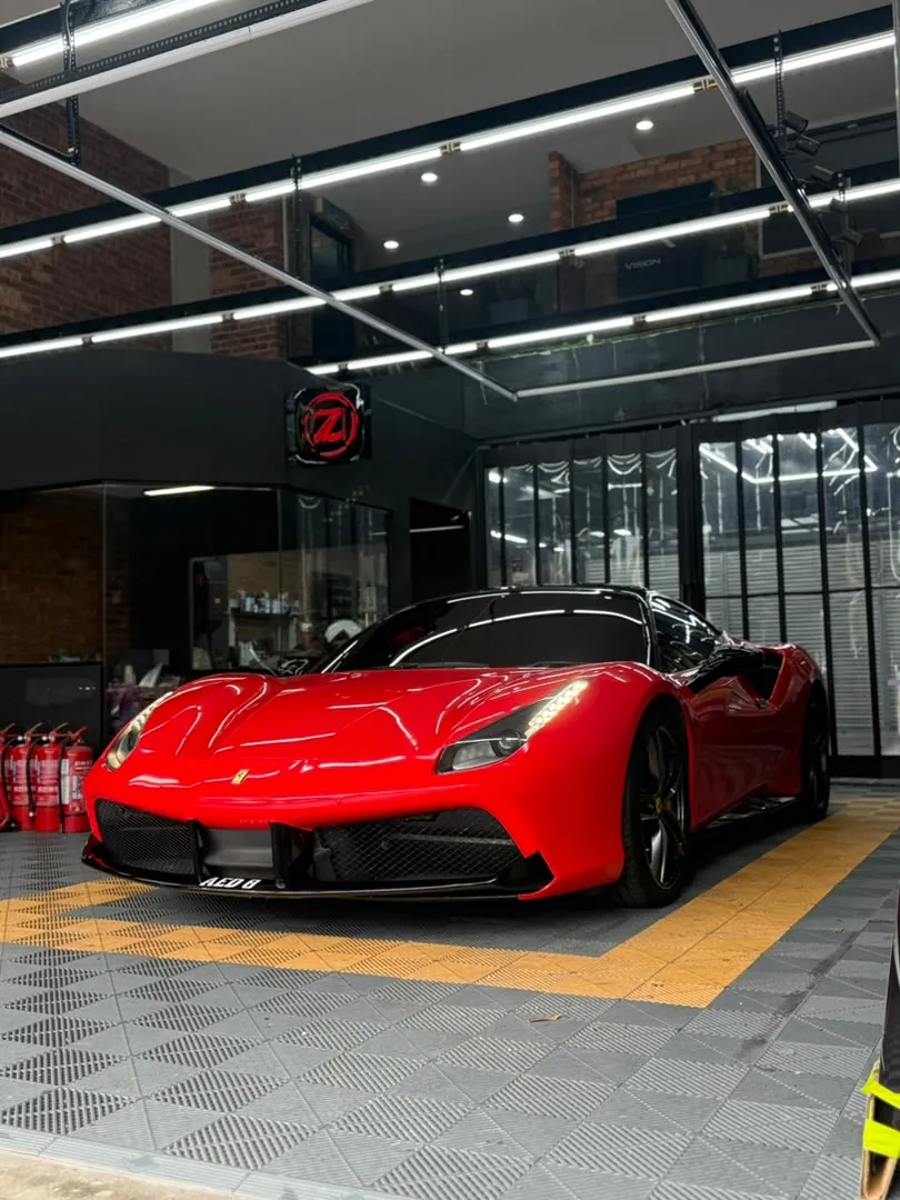 Gloss red full wrap on a Ferrari 488 by Z-Sticker, Klang