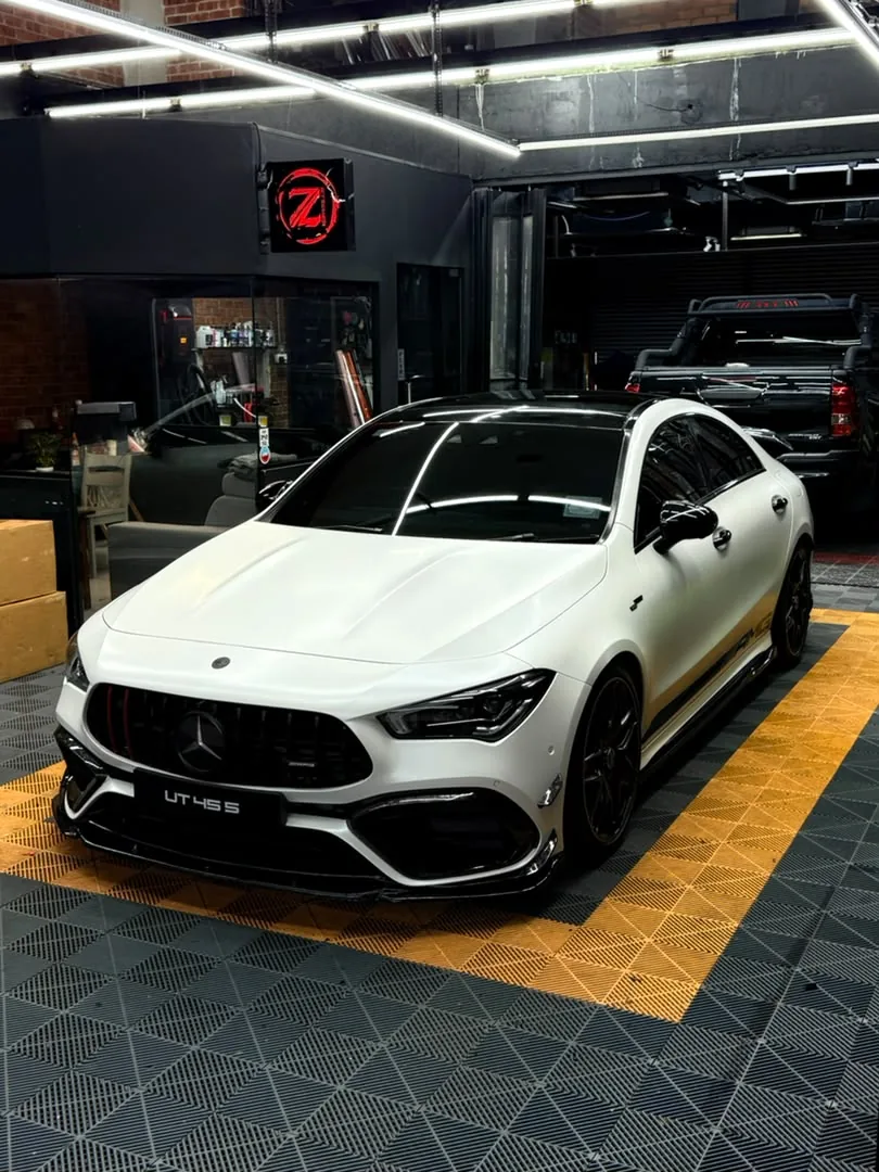 Gloss white full wrap on a Mercedes-AMG CLA by Z-Sticker, Klang