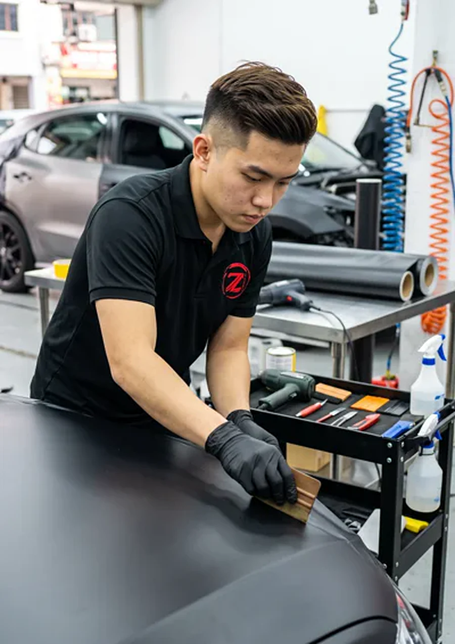 Matte black car wrap in Malaysia