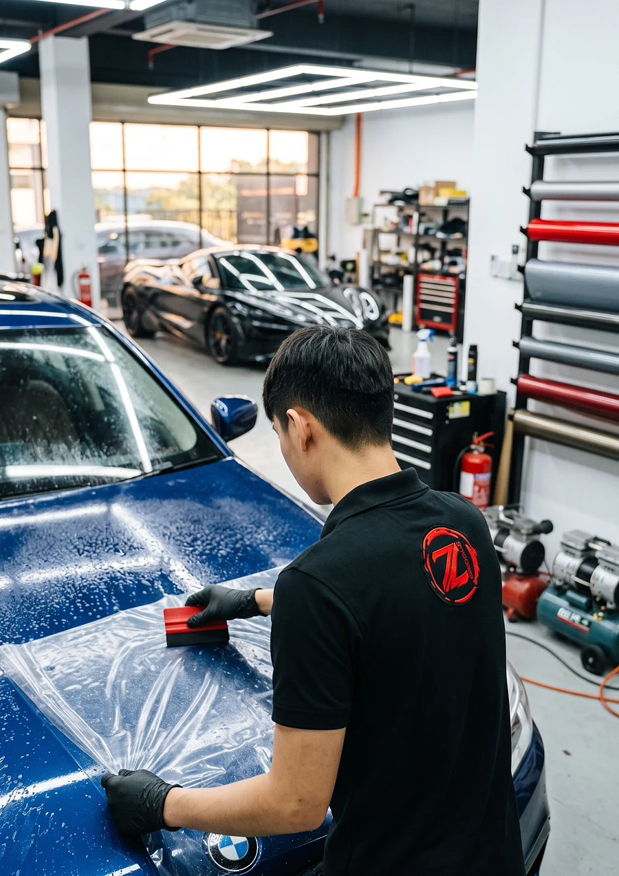 Clear paint protection film applied to a bonnet at Z-Sticker