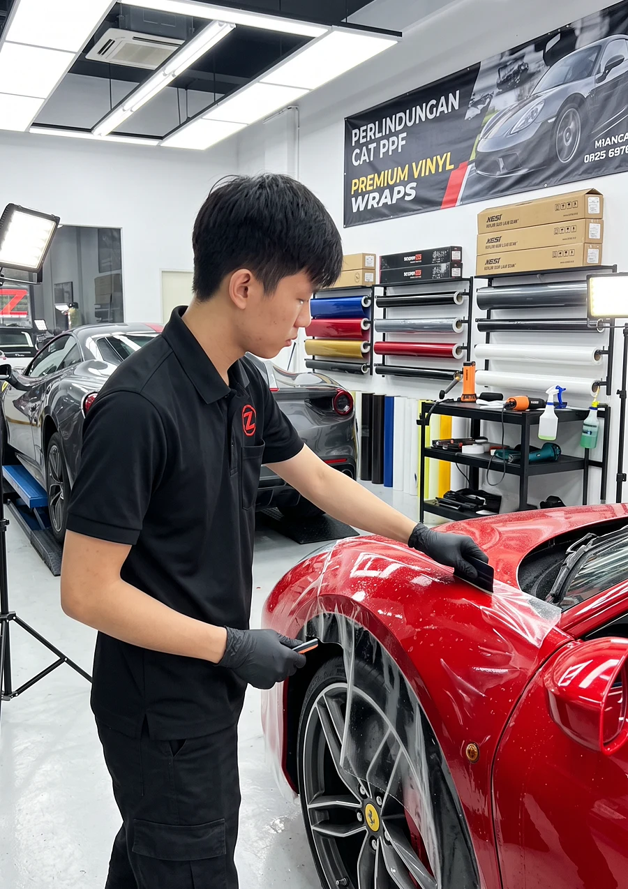 PPF squeegeed onto a supercar fender at Z-Sticker