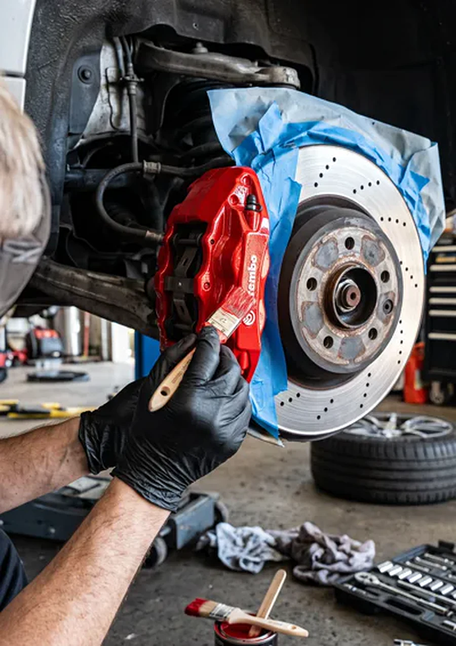Red brake caliper paint in Klang