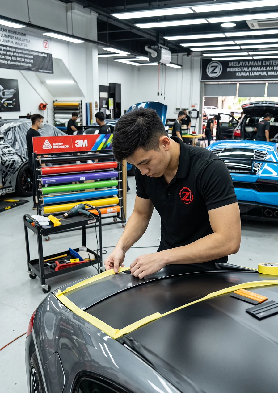 Custom two-tone roof design taped at Z-Sticker Klang