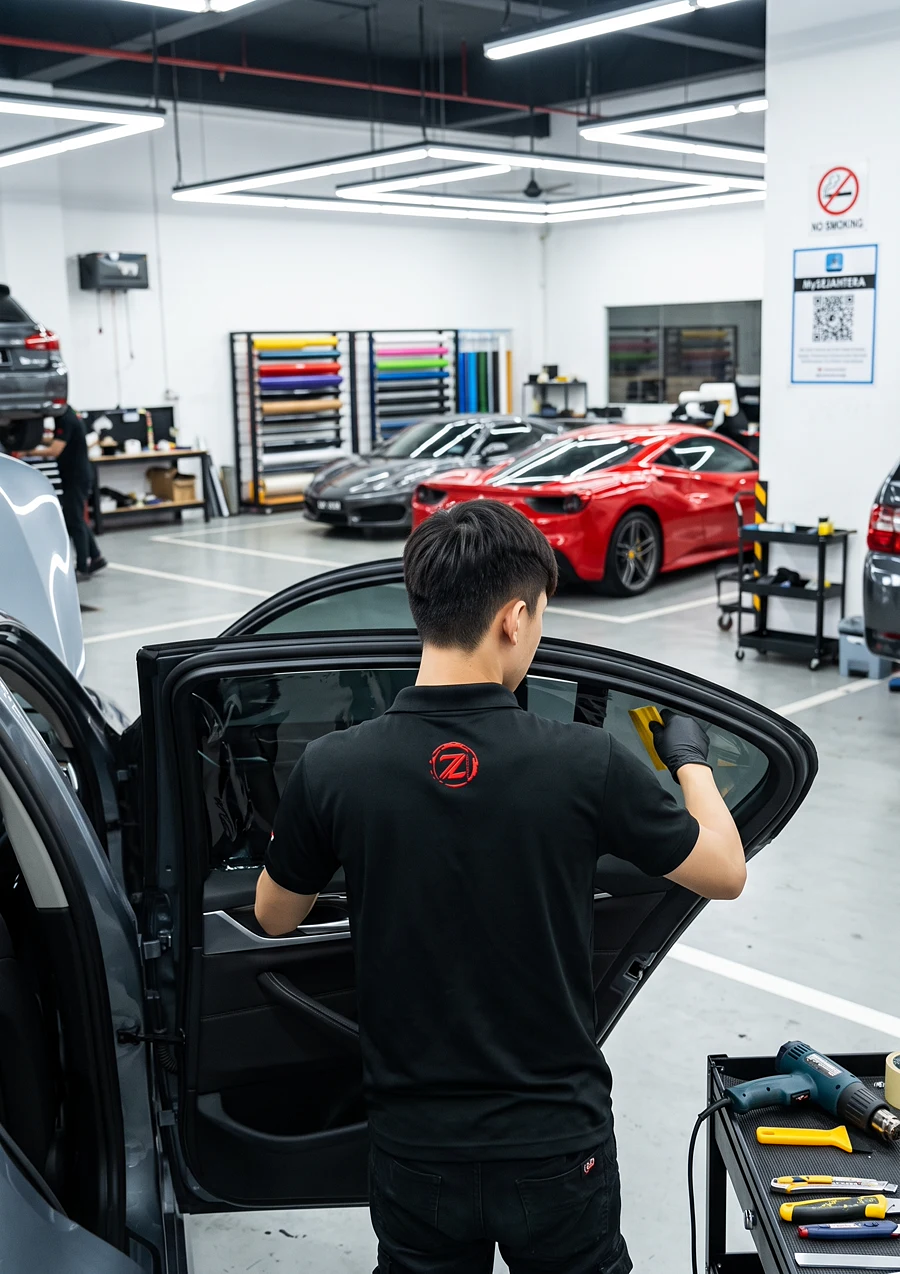 Rear windscreen tint smoothed from inside at Z-Sticker